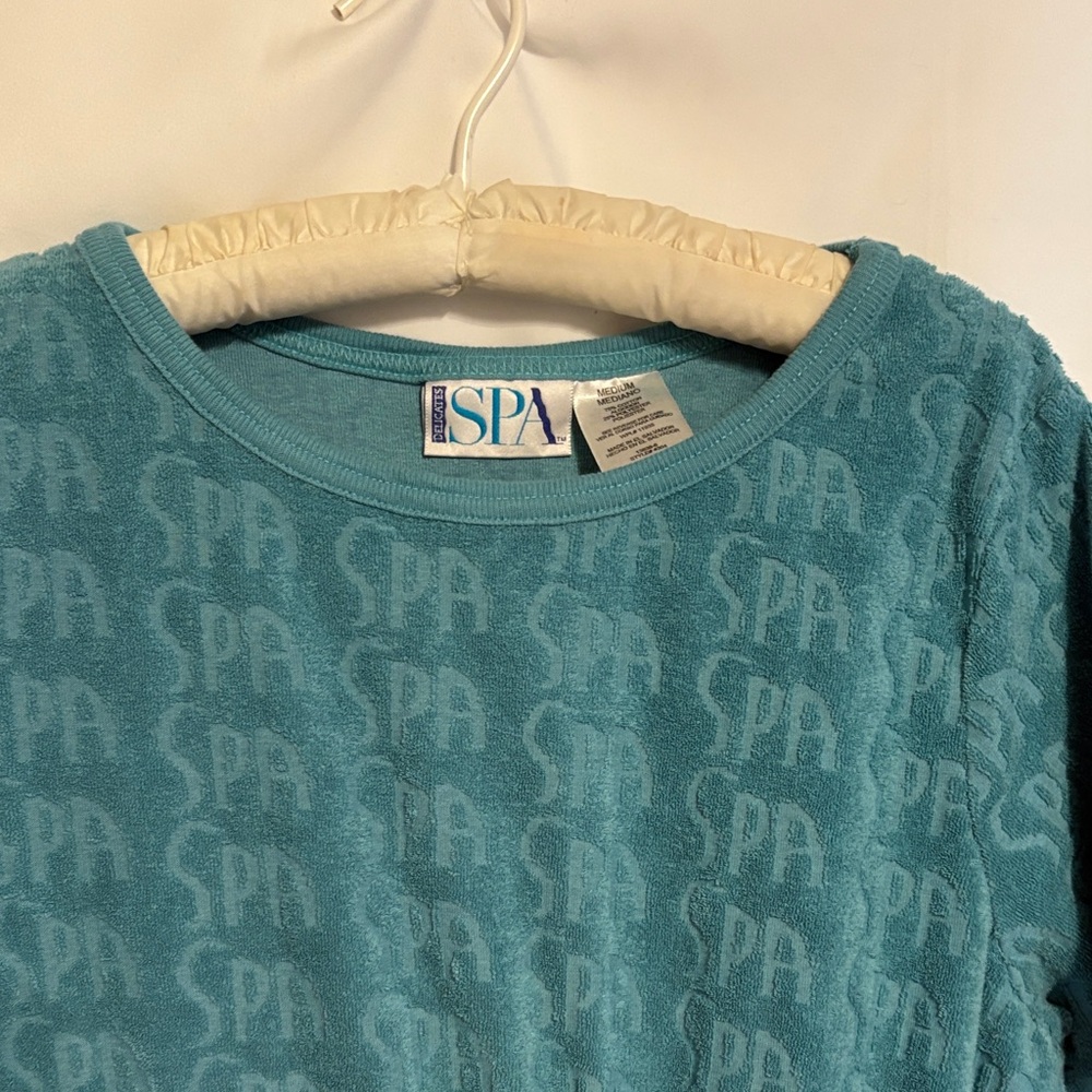 DELICATES SPA Vintage Women’s Teal Terry Cloth Cover up Dress Size Medium